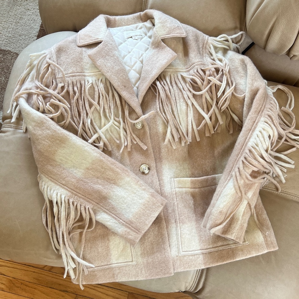 Divine Heritage Plaid Wool Fringe Jacket - Picture 3 of 6
